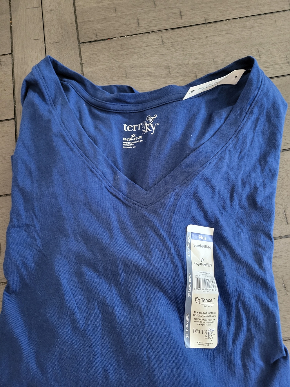 Terra & Sky Deep Navy V-Neck Tee